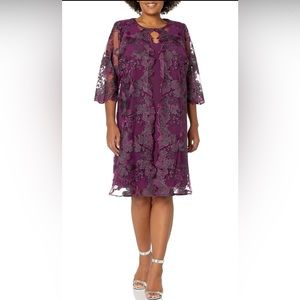 Alex Evenings Women's Midi Scoop Neck Shift Dress with Jacket 16